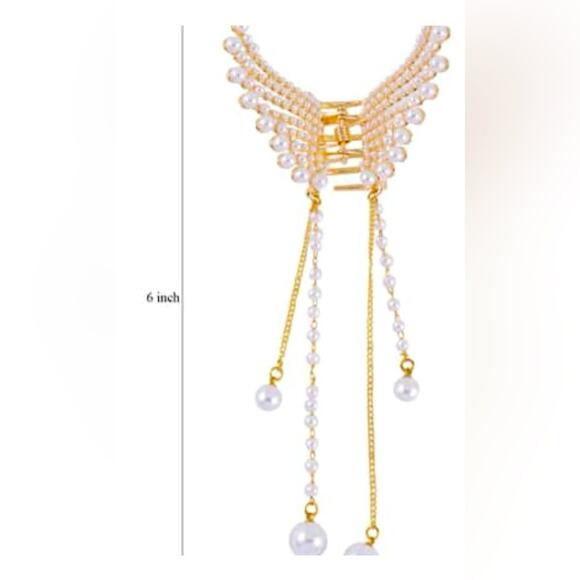 Set of 2 Hair Accessories-Butterfly and Rose with Simulated Pearls & Crystals - Picture 5 of 5